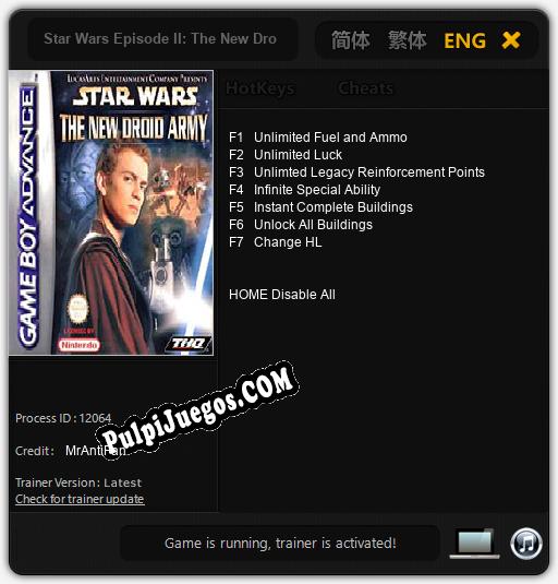 Star Wars Episode II: The New Droid Army: Trainer +7 [v1.1]