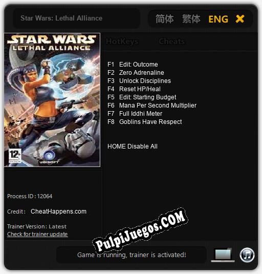 Entrenador liberado a Star Wars: Lethal Alliance [v1.0.7]