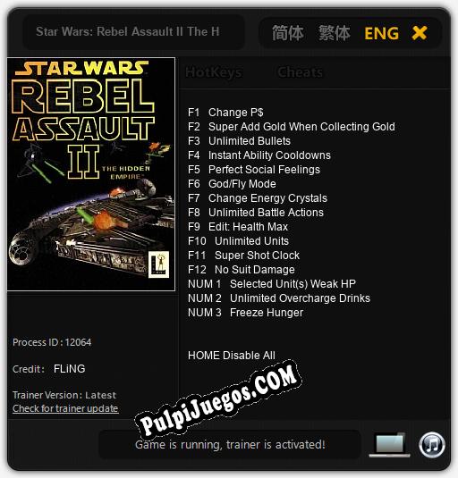 Star Wars: Rebel Assault II The Hidden Empire: Treinador (V1.0.51)