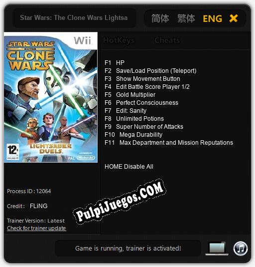 Star Wars: The Clone Wars Lightsaber Duels: Trainer +11 [v1.3]