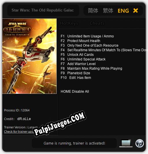 Entrenador liberado a Star Wars: The Old Republic Galactic Starfighter [v1.0.3]