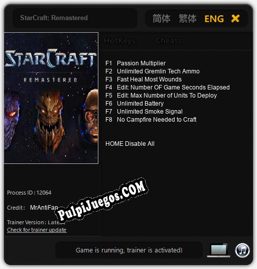 StarCraft: Remastered: Trainer +8 [v1.3]