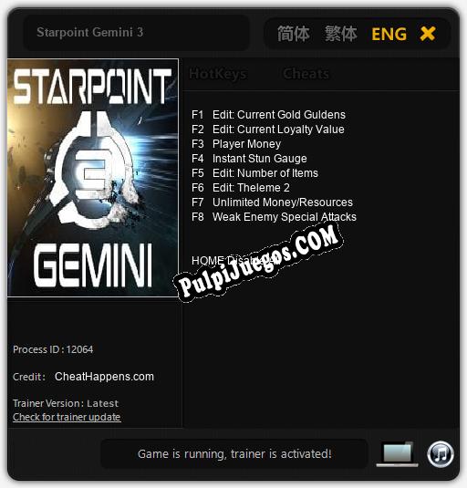 Starpoint Gemini 3: Trainer +8 [v1.2]