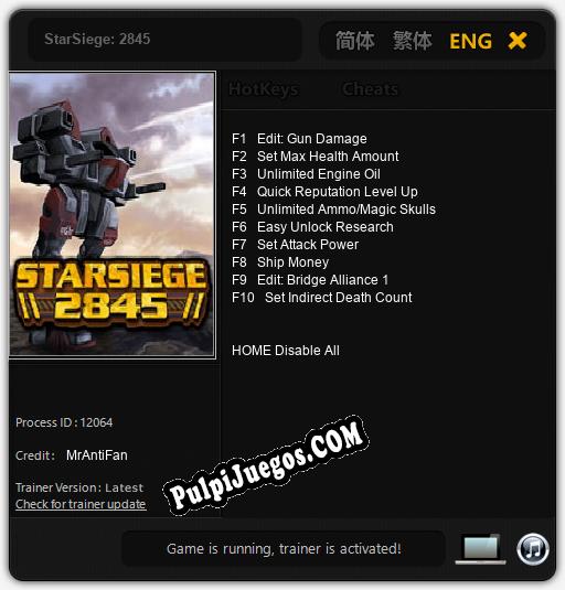 StarSiege: 2845: Cheats, Trainer +10 [MrAntiFan]