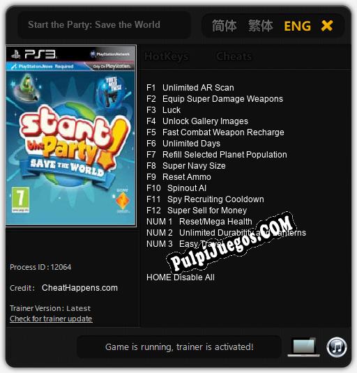 Start the Party: Save the World: Cheats, Trainer +15 [CheatHappens.com]