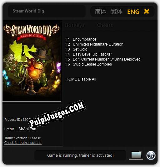 Entrenador liberado a SteamWorld Dig [v1.0.7]