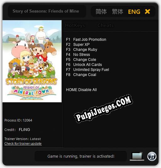 Story of Seasons: Friends of Mineral Town: Treinador (V1.0.62)