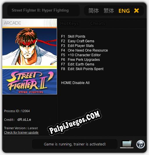 Street Fighter II: Hyper Fighting: Treinador (V1.0.29)