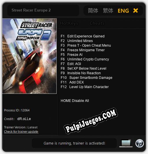 Street Racer Europe 2: Trainer +12 [v1.1]