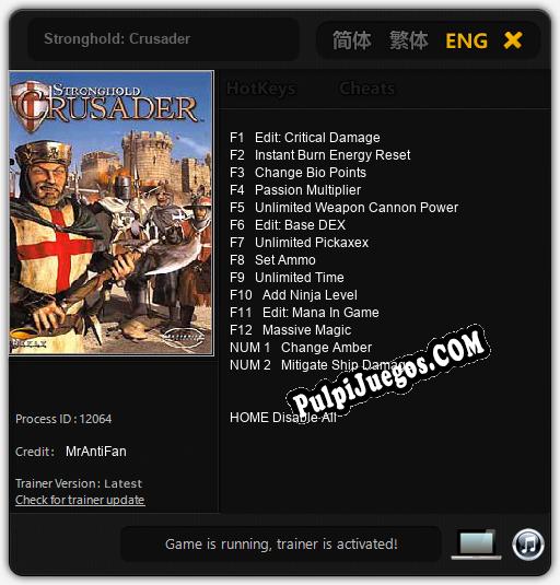 Stronghold: Crusader: Treinador (V1.0.34)