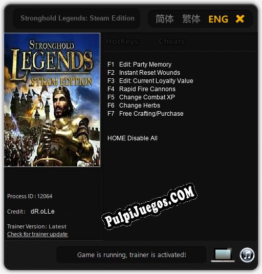 Entrenador liberado a Stronghold Legends: Steam Edition [v1.0.5]