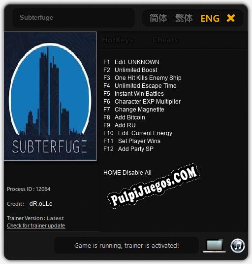 Entrenador liberado a Subterfuge [v1.0.5]