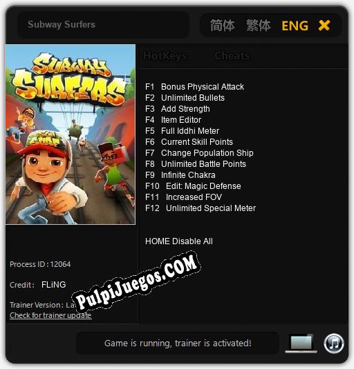 Subway Surfers: Cheats, Trainer +12 [FLiNG]