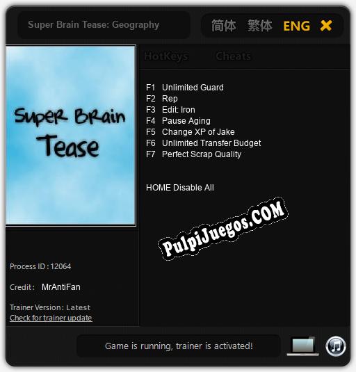 Super Brain Tease: Geography: Cheats, Trainer +7 [MrAntiFan]