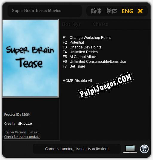 Super Brain Tease: Movies: Cheats, Trainer +7 [dR.oLLe]