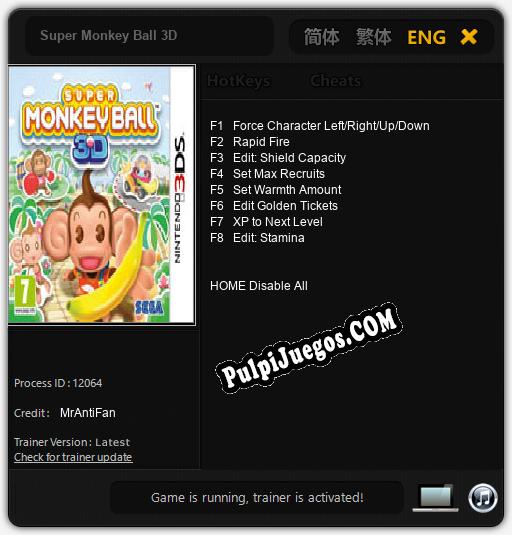 Entrenador liberado a Super Monkey Ball 3D [v1.0.8]