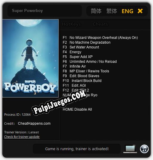 Super Powerboy: Cheats, Trainer +13 [CheatHappens.com]