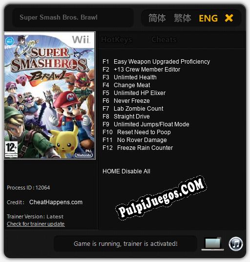 Super Smash Bros. Brawl: Trainer +12 [v1.2]