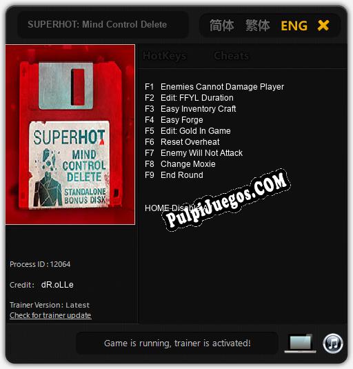 Entrenador liberado a SUPERHOT: Mind Control Delete [v1.0.6]