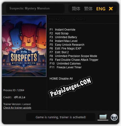 Suspects: Mystery Mansion: Cheats, Trainer +11 [dR.oLLe]