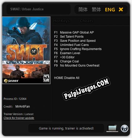 SWAT: Urban Justice: Cheats, Trainer +9 [MrAntiFan]