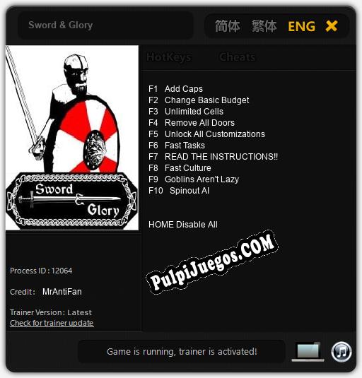 Sword & Glory: Treinador (V1.0.2)