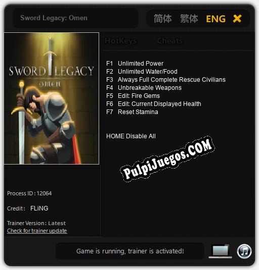 Entrenador liberado a Sword Legacy: Omen [v1.0.5]