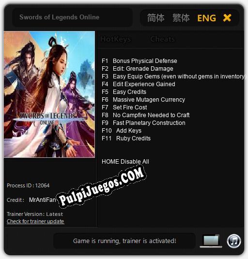 Swords of Legends Online: Cheats, Trainer +11 [MrAntiFan]