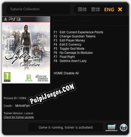 Syberia Collection: Cheats, Trainer +8 [MrAntiFan]