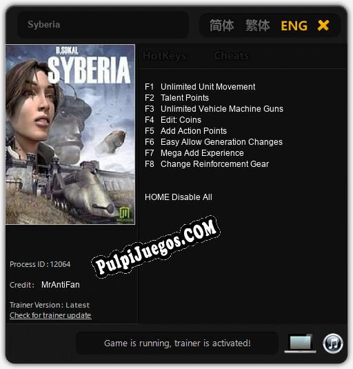 Syberia: Trainer +8 [v1.9]