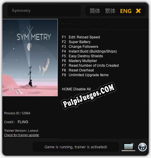 Symmetry: Cheats, Trainer +9 [FLiNG]