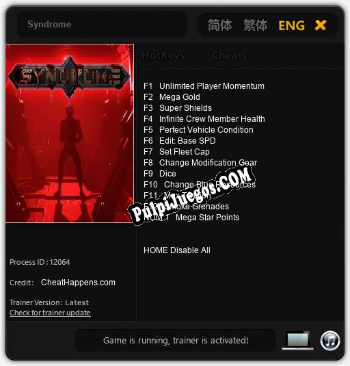 Syndrome: Cheats, Trainer +13 [CheatHappens.com]