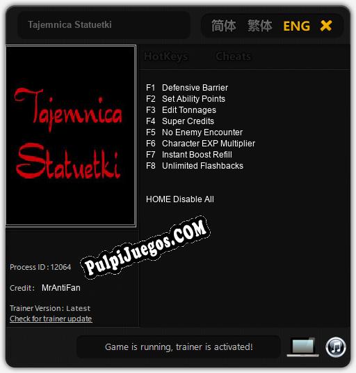 Tajemnica Statuetki: Cheats, Trainer +8 [MrAntiFan]