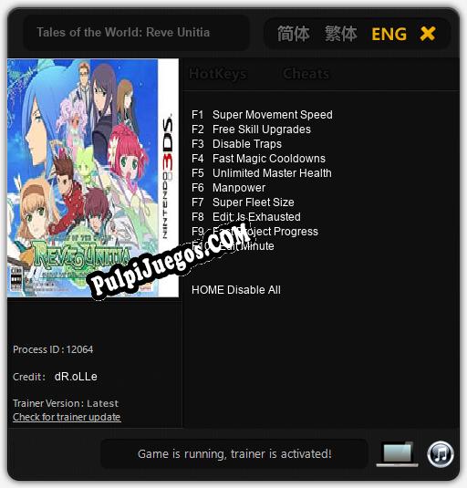 Tales of the World: Reve Unitia: Treinador (V1.0.55)