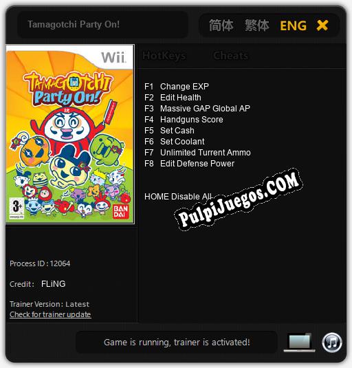 Tamagotchi Party On!: Cheats, Trainer +8 [FLiNG]