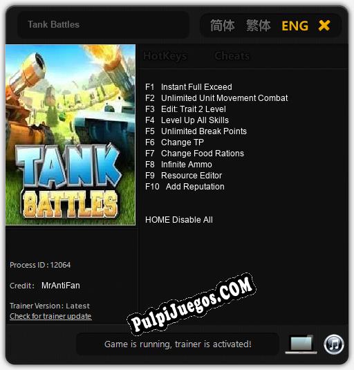 Tank Battles: Trainer +10 [v1.1]