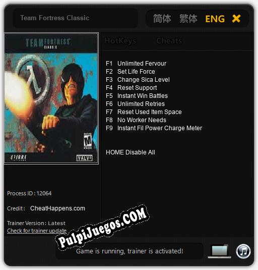 Entrenador liberado a Team Fortress Classic [v1.0.7]