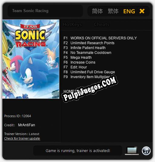 Entrenador liberado a Team Sonic Racing [v1.0.1]