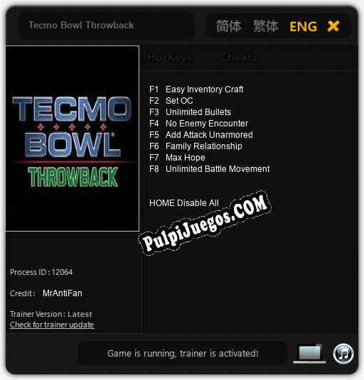 Tecmo Bowl Throwback: Treinador (V1.0.28)