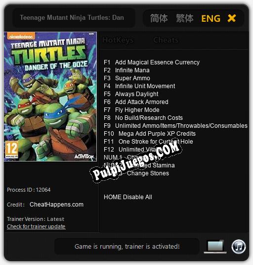 Teenage Mutant Ninja Turtles: Danger of the Ooze: Treinador (V1.0.71)