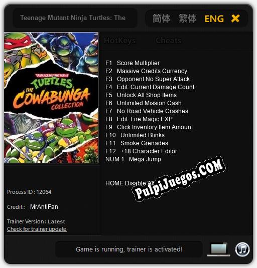 Entrenador liberado a Teenage Mutant Ninja Turtles: The Cowabunga Collection [v1.0.1]