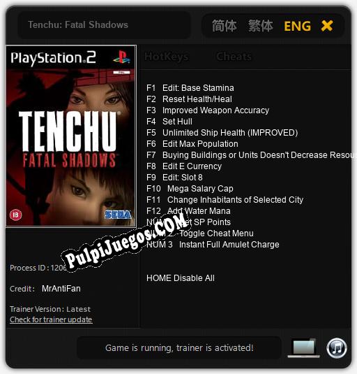 Tenchu: Fatal Shadows: Cheats, Trainer +15 [MrAntiFan]