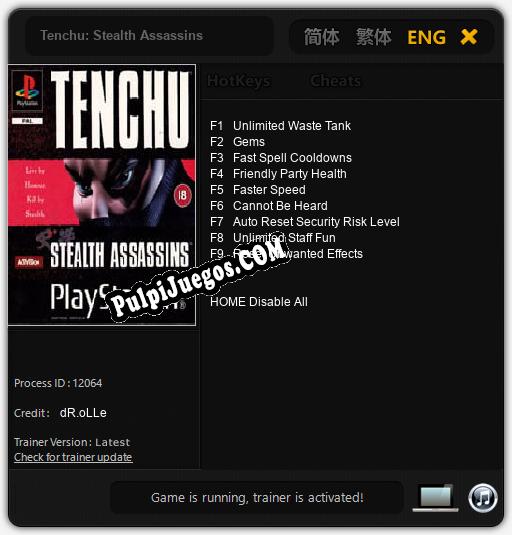 Entrenador liberado a Tenchu: Stealth Assassins [v1.0.7]