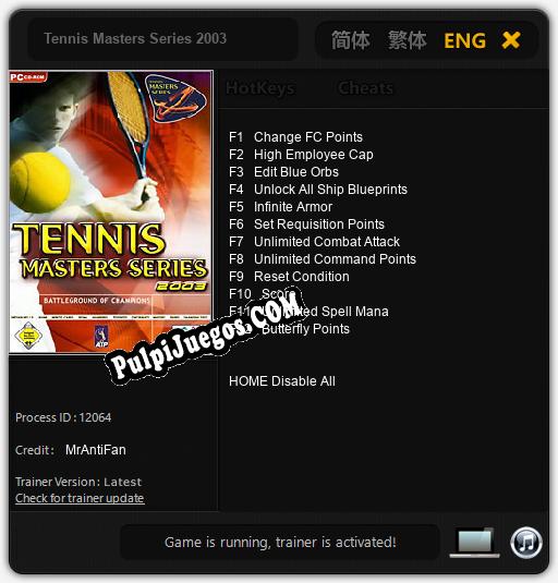 Entrenador liberado a Tennis Masters Series 2003 [v1.0.2]