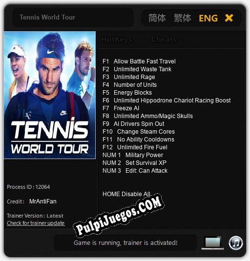 Tennis World Tour: Cheats, Trainer +15 [MrAntiFan]