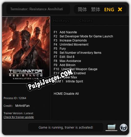 Entrenador liberado a Terminator: Resistance Annihilation Line [v1.0.8]