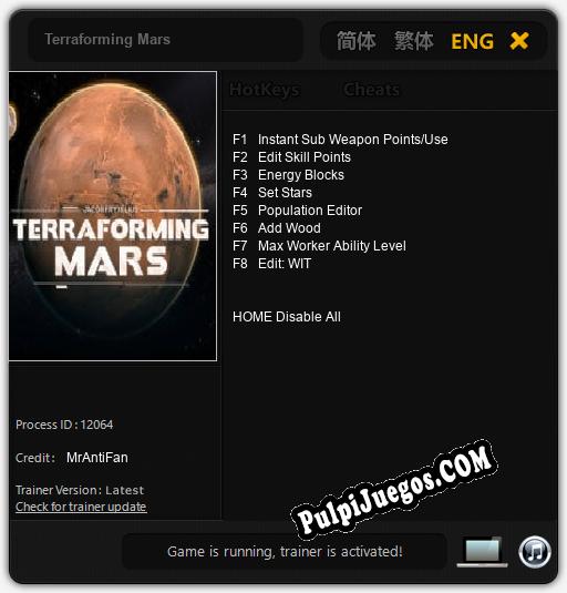 Entrenador liberado a Terraforming Mars [v1.0.7]