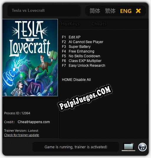 Tesla vs Lovecraft: Trainer +7 [v1.9]