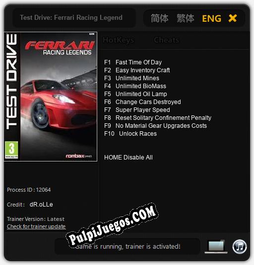 Entrenador liberado a Test Drive: Ferrari Racing Legends [v1.0.8]