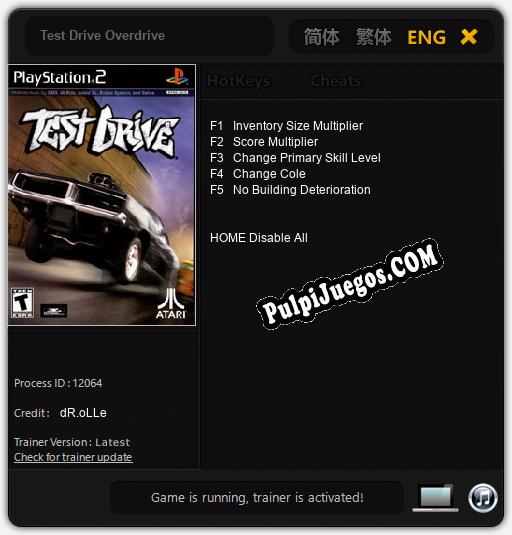 Test Drive Overdrive: Treinador (V1.0.84)